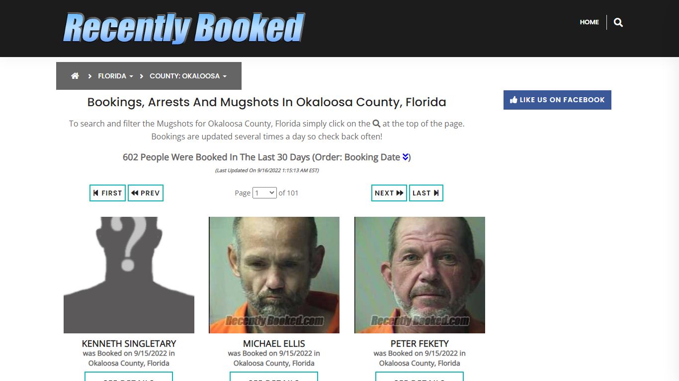 Bookings, Arrests and Mugshots in Okaloosa County, Florida